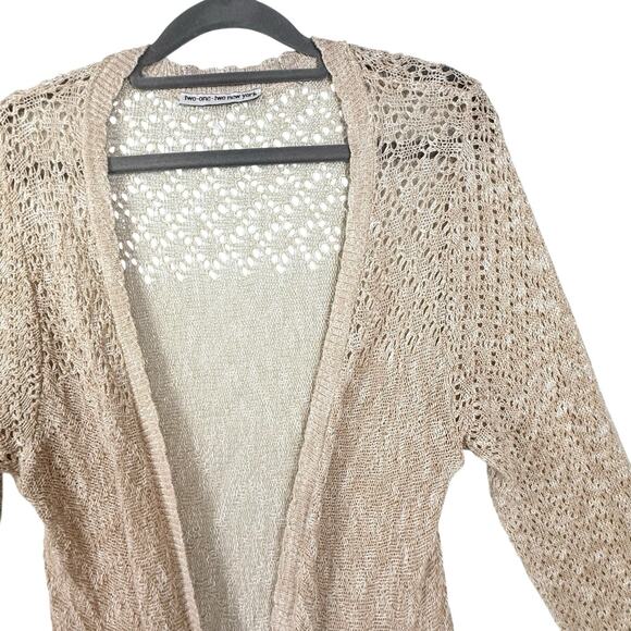 Romantic Crochet Duster Women SIZE MEDIUM Kimono Ivory Open Cardigan Vtg - Picture 5 of 14